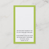 Carte De Visite MERCI POUR VOTRE COMMANDE insérer gras vert citron (Dos)