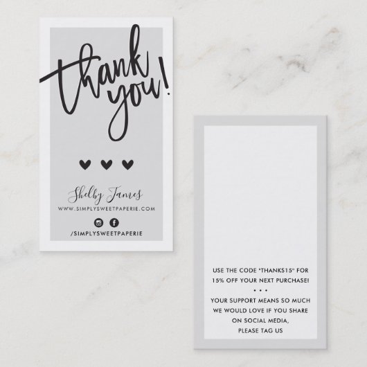 Carte De Visite MERCI POUR VOTRE COMMANDE insérer gris clair class (Devant / Derrière)