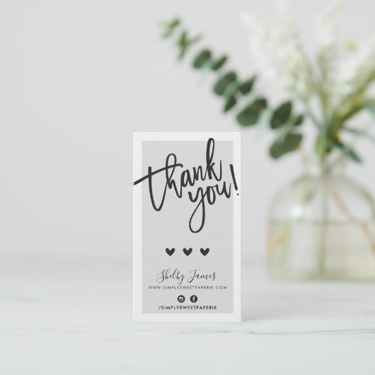 Carte De Visite MERCI POUR VOTRE COMMANDE insérer gris clair class (Debout devant)