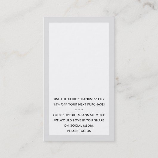 Carte De Visite MERCI POUR VOTRE COMMANDE insérer gris clair class (Dos)