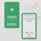 Carte De Visite MERCI POUR VOTRE COMMANDE insérer la FEUILLE VERTE (Devant / Derrière)