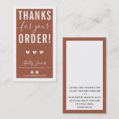 Carte De Visite MERCI POUR VOTRE COMMANDE insérer l'argile moderne (Devant / Derrière)