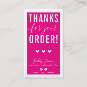 Carte De Visite MERCI POUR VOTRE COMMANDE insérer moderne rose cha
