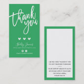 Carte De Visite MERCI POUR VOTRE COMMANDE insérer moderne vert kel (Devant / Derrière)