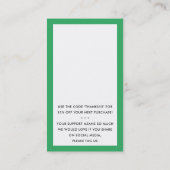 Carte De Visite MERCI POUR VOTRE COMMANDE insérer moderne vert kel (Dos)