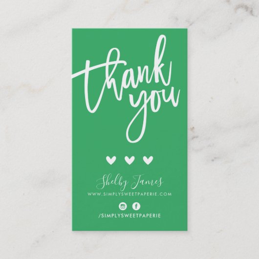 Carte De Visite MERCI POUR VOTRE COMMANDE insérer moderne vert kel (Devant)