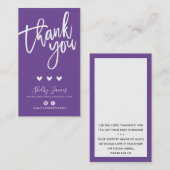 Carte De Visite MERCI POUR VOTRE COMMANDE insérer moderne violet (Devant / Derrière)