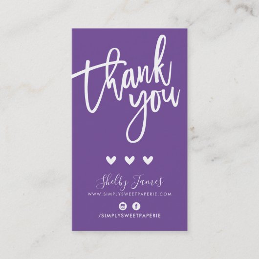 Carte De Visite MERCI POUR VOTRE COMMANDE insérer moderne violet (Devant)