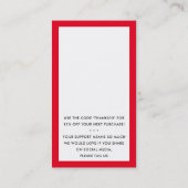 Carte De Visite MERCI POUR VOTRE COMMANDE insérer moderne xmas rou (Dos)
