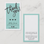 Carte De Visite MERCI POUR VOTRE COMMANDE insérer vert menthe clas (Devant / Derrière)