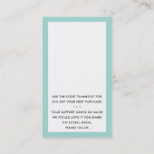 Carte De Visite MERCI POUR VOTRE COMMANDE insérer vert menthe clas (Dos)