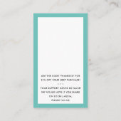 Carte De Visite MERCI POUR VOTRE COMMANDE insérer vert menthe mode (Dos)