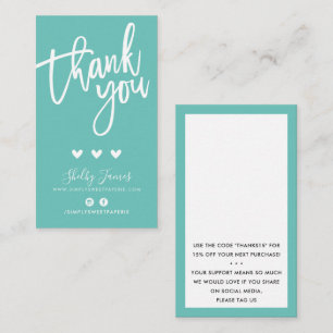 Carte De Visite Merci POUR VOTRE COMMANDE insérer vert menthe mode