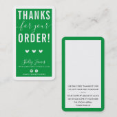 Carte De Visite MERCI POUR VOTRE COMMANDE insérer vert moderne (Devant / Derrière)