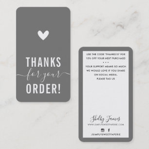Carte De Visite MERCI POUR VOTRE COMMANDE insérez GRAY GRAY modern