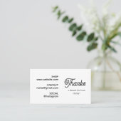 Carte De Visite Merci pour votre commande | Logo moderne monochrom (Debout devant)