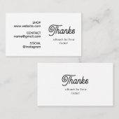 Carte De Visite Merci pour votre commande | Logo moderne monochrom (Devant / Derrière)