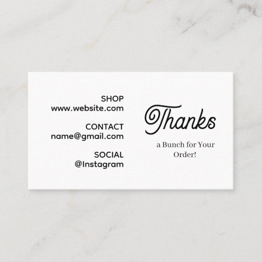 Carte De Visite Merci pour votre commande | Logo moderne monochrom (Devant)