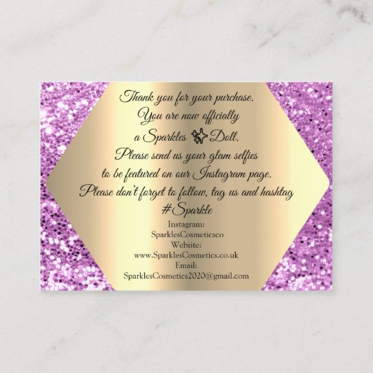 Carte De Visite Merci Pour Votre Commande Logo Or (Dos)