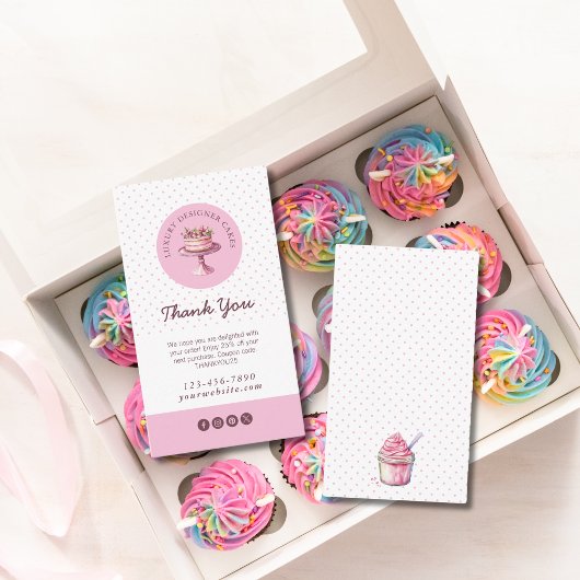 Carte De Visite Merci Pour Votre Commande Polka Dot Cake Baker