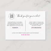 Carte De Visite Merci Pour Votre Commande Remise Client (Devant)