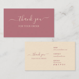 Carte De Visite Merci pour votre commande Rose Gold