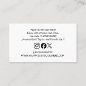 Carte De Visite Merci pour votre commande Texte personnalisable So (Dos)