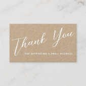 Carte De Visite Merci Pour Votre Entreprise Script Moderne Kraft (Devant)