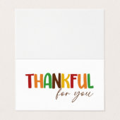 Carte De Visite Merci Pour Vous Thanksgiving Treat Bag Topper (Extérieur déplié)