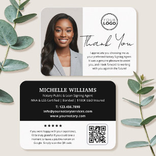 Carte De Visite Merci public notaire moderne Photo QR Code noir