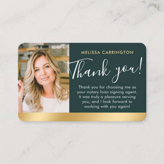 Carte De Visite Merci public Notaire Photo QR Code Vert Or (Devant)