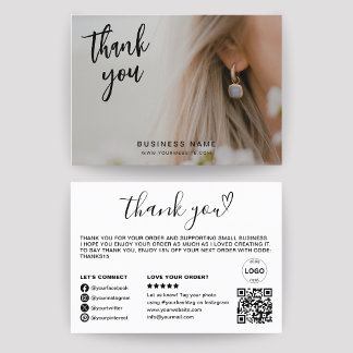 Carte De Visite Merci Qr Code Logo Photo Modern Business