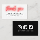 Carte De Visite Merci Red Neon Instagram Remise (Devant / Derrière)