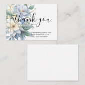 Carte De Visite Merci Rosaire Religieux Bleu Floral (Devant / Derrière)