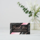 Carte De Visite Merci rose Agate Noir Pour Votre Achat (Debout devant)