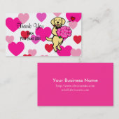 Carte De Visite Merci Rose  de caricature du Labrador jaune (Devant / Derrière)