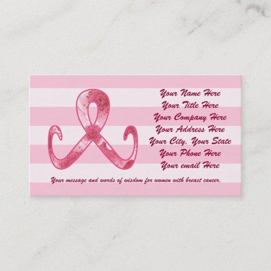 Carte De Visite Merci rose de ruban (Devant)