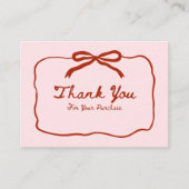 Carte De Visite Merci rose et rouge pour votre commande (Devant)