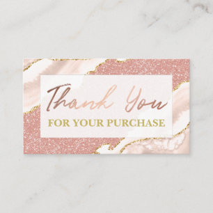 Carte De Visite Merci Rose Gold Parties scintillant Pour Votre Ach