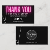 Carte De Visite Merci rose noir Logo Média Insertion (Devant / Derrière)