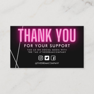 Carte De Visite Merci rose noir Logo Média Insertion