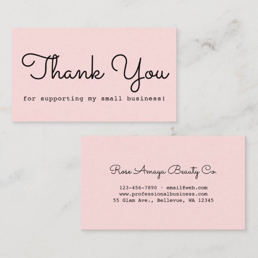Carte De Visite Merci rose vif moderne (Devant / Derrière)