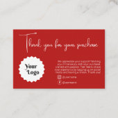 Carte De Visite Merci Rouge Moderne Pour Votre Achat (Devant)