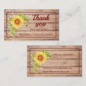 Carte De Visite Merci rustique Aquarelle Tournesol jaune (Devant / Derrière)