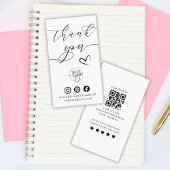 Carte De Visite Merci Script Coeur QR Code - Révision du client