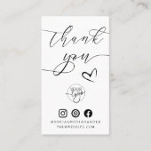 Carte De Visite Merci Script Coeur QR Code - Révision du client (Devant)