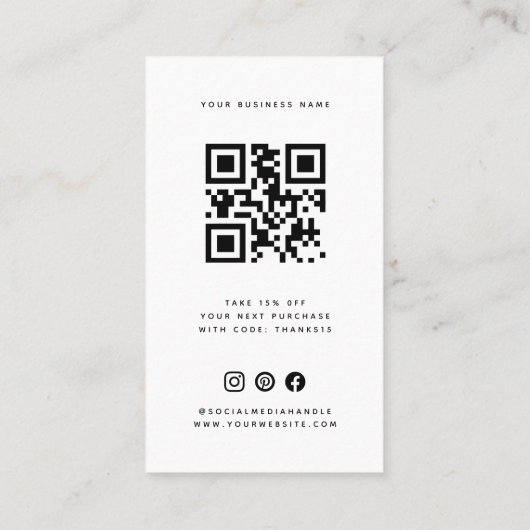 Carte De Visite Merci Simple Pour Votre Commande Code Qr Logo (Dos)