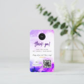 Carte De Visite Merci Social Media QR Code et Logo Purple (Debout devant)