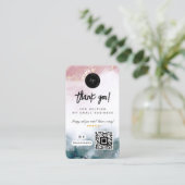 Carte De Visite Merci Social Media QR Code & Logo Aquarelle (Debout devant)