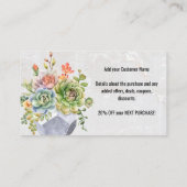 Carte De Visite Merci | Symbole cardiaque des fleurs succulentes (Dos)